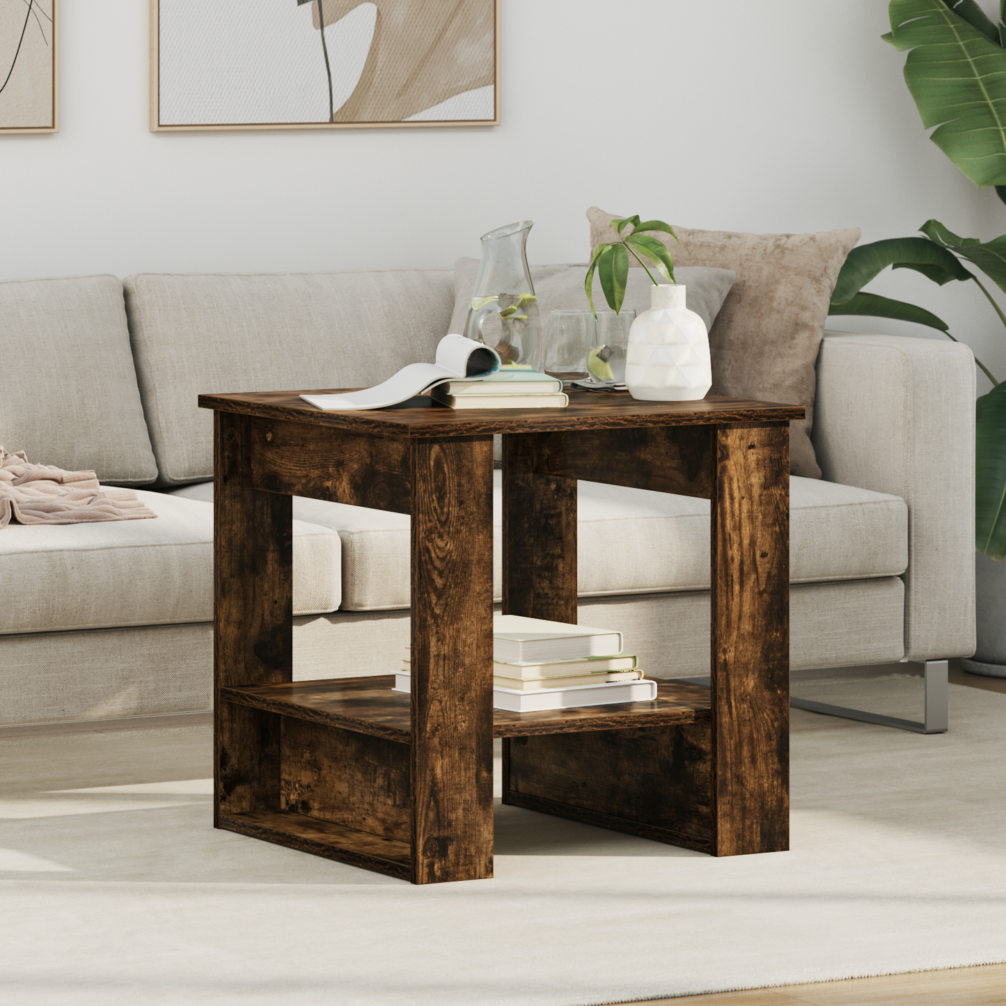 Coffee Table Smoked Oak 51 x 50 x 50 cm Engineered Wood