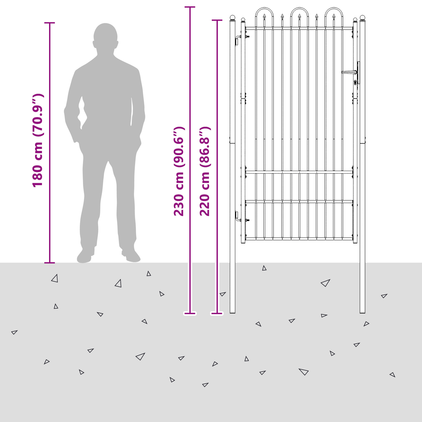 Fence Gate HORST 100 x 175 cm Steel Black Lockable