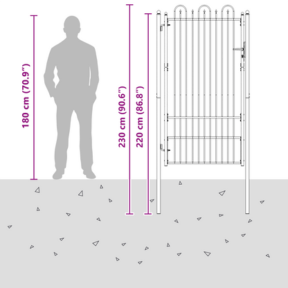Fence Gate HORST 100 x 175 cm Steel Black Lockable