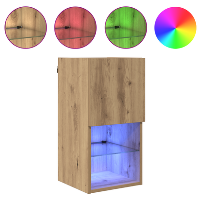 Wall-mounted TV Cabinet with LED Artisan Oak 30.5 x 30 x 60 cm
