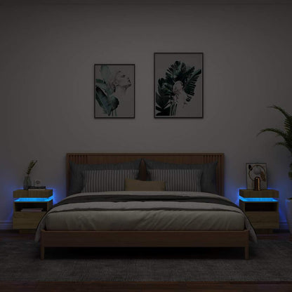 Bedside Cabinets with LED Lights 2 pcs Sonoma Oak 40x39x48.5 cm