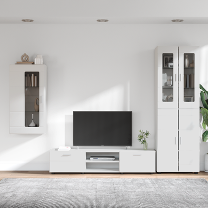 TV Cabinet Set with Drawer FLORIN 3 pcs White Engineered Wood
