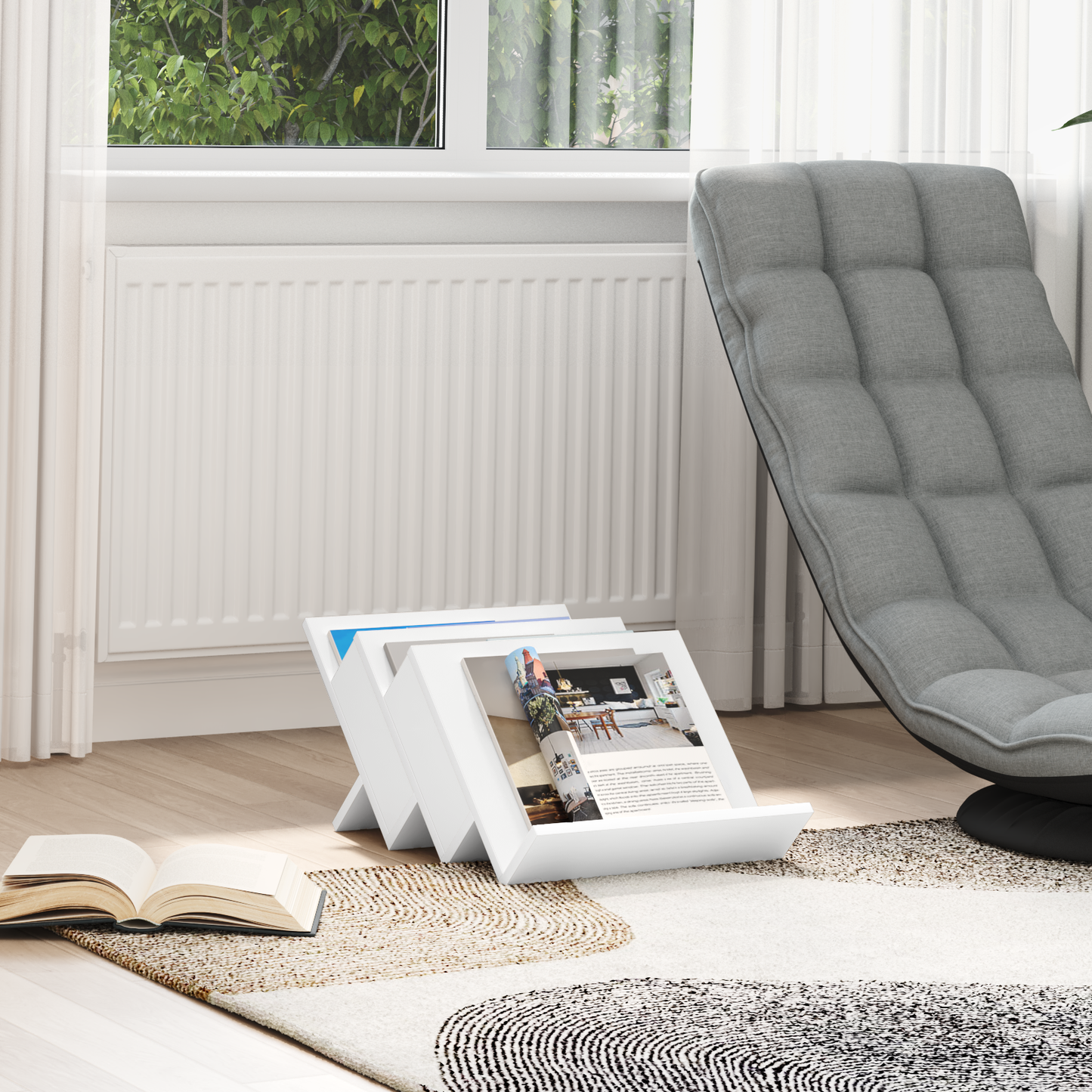 Magazine Rack White 53 x 40 x 28.5 cm Engineered Wood