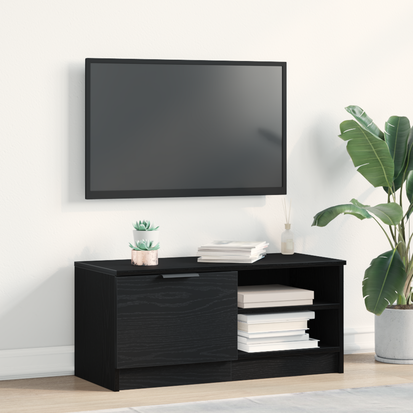 TV Cabinet Black Oak 80 x 35 x 36.5 cm Engineered Wood