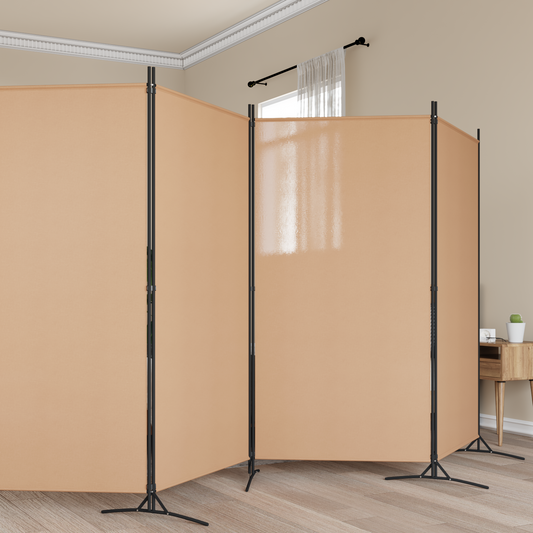 5-Panel Room Divider Beige 433 x 180 cm Fabric