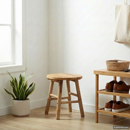 Garden Stool Natural Ø 38 x 42 cm Bamboo
