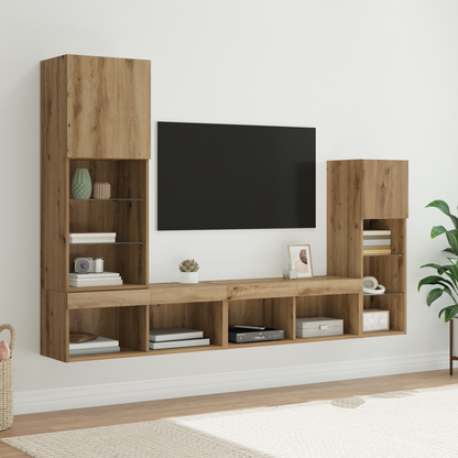 TV Wall Units Wall-mounted 4 pcs Artisan Oak Engineered Wood