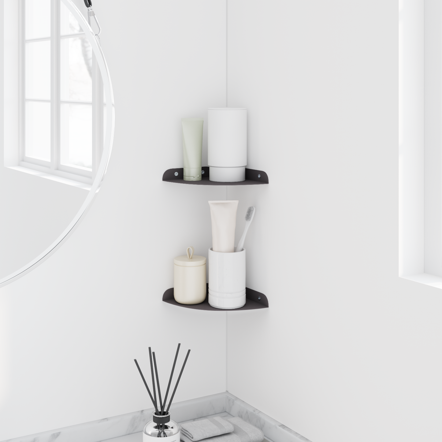 Floating Shelf with Shelf 2 pcs Black 15 x 15 x 2 cm