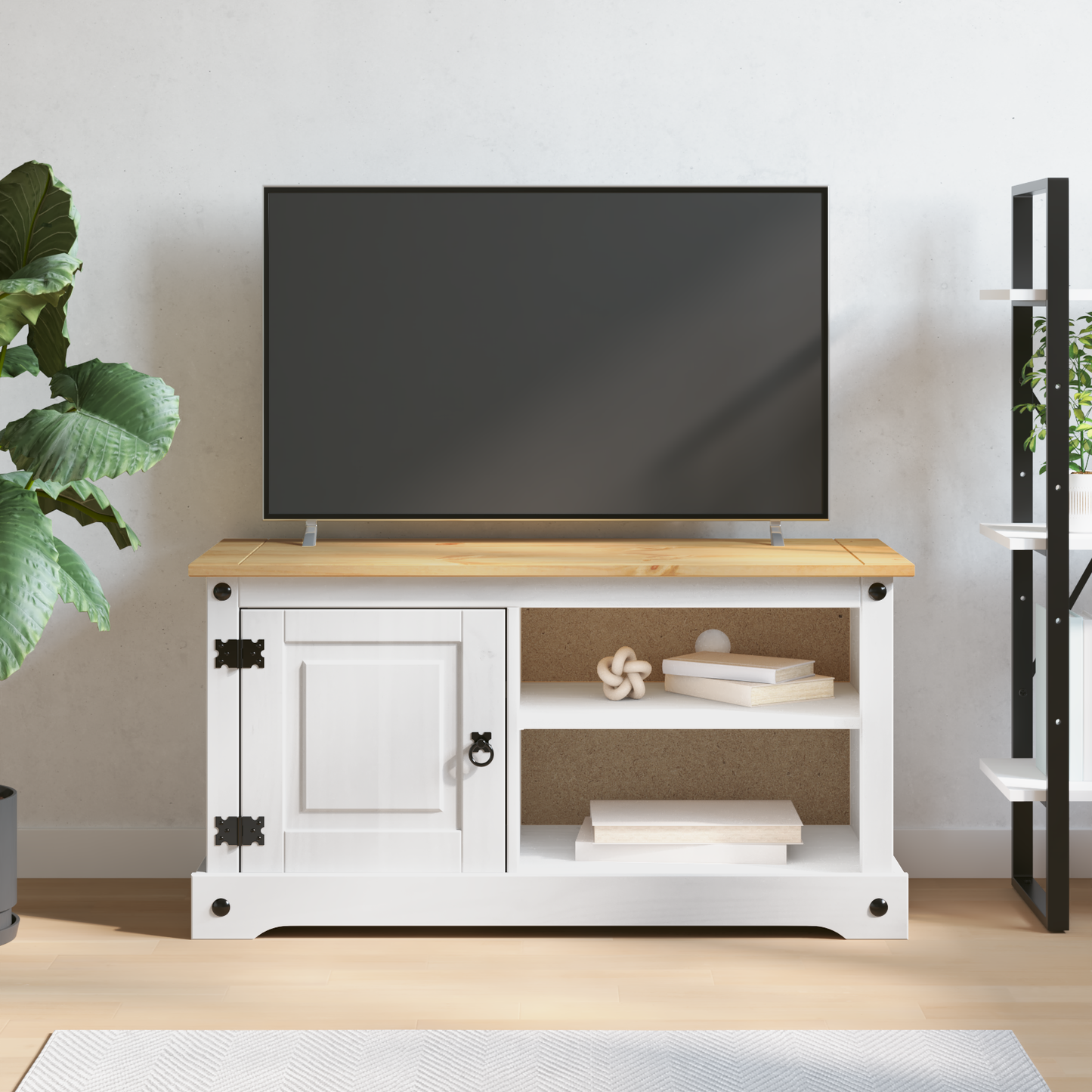 TV Cabinet Corona White 100 x 40 x 52 cm Solid Pine Wood