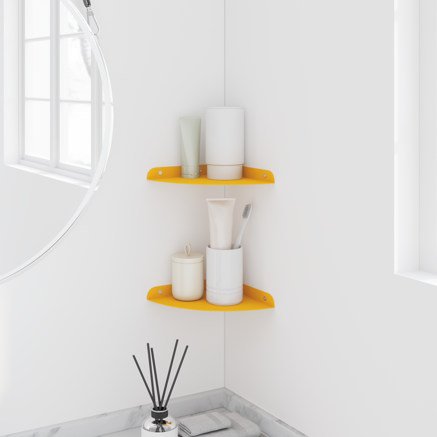 Floating Shelf with Shelf 2 pcs Mustard Yellow 18 x 18 x 2 cm