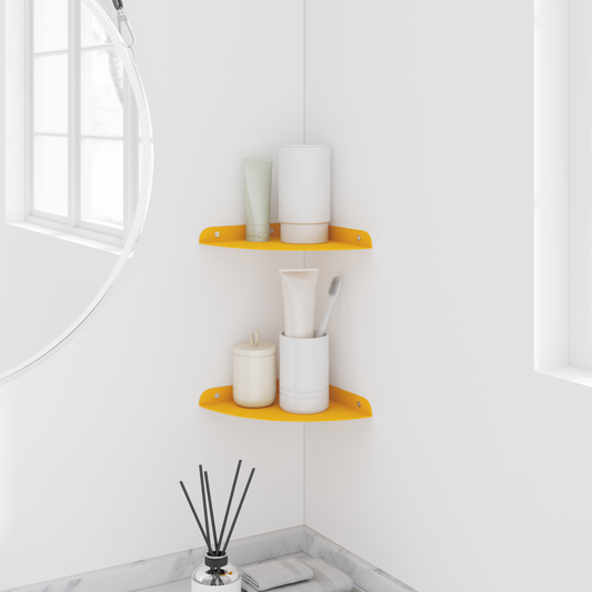 Floating Shelf with Shelf 2 pcs Mustard Yellow 18 x 18 x 2 cm
