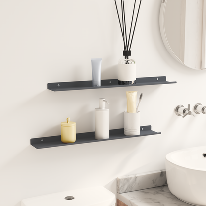 Floating Shelf 2 pcs Anthracite 60 x 8.5 x 2.5 cm Steel