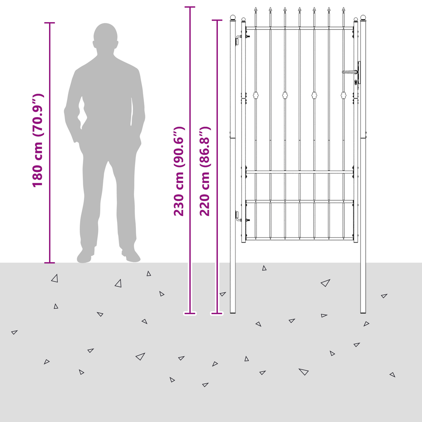 Fence Gate HORST 100 x 175 cm Metal Black Lockable
