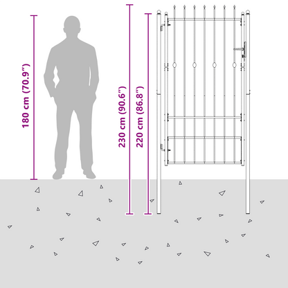 Fence Gate HORST 100 x 175 cm Metal Black Lockable