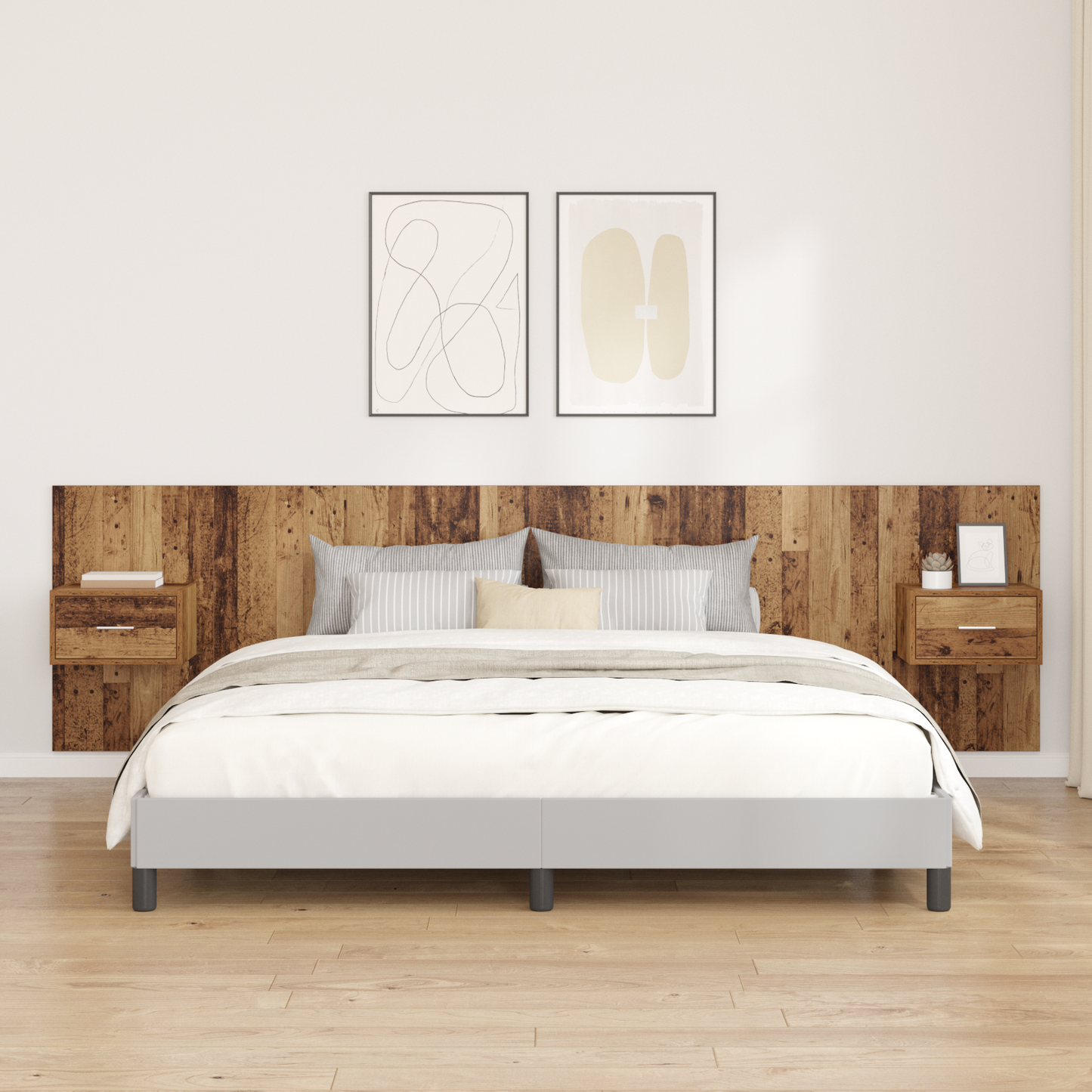 Headboard with Cabinet 3 pcs Old Wood Engineered Wood