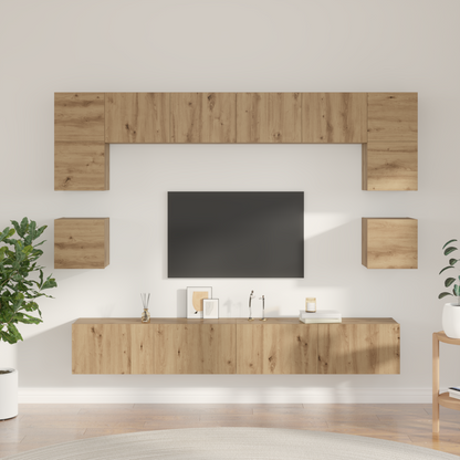 TV Cabinet Set Wall-mounted 8 pcs Artisan Oak Engineered Wood