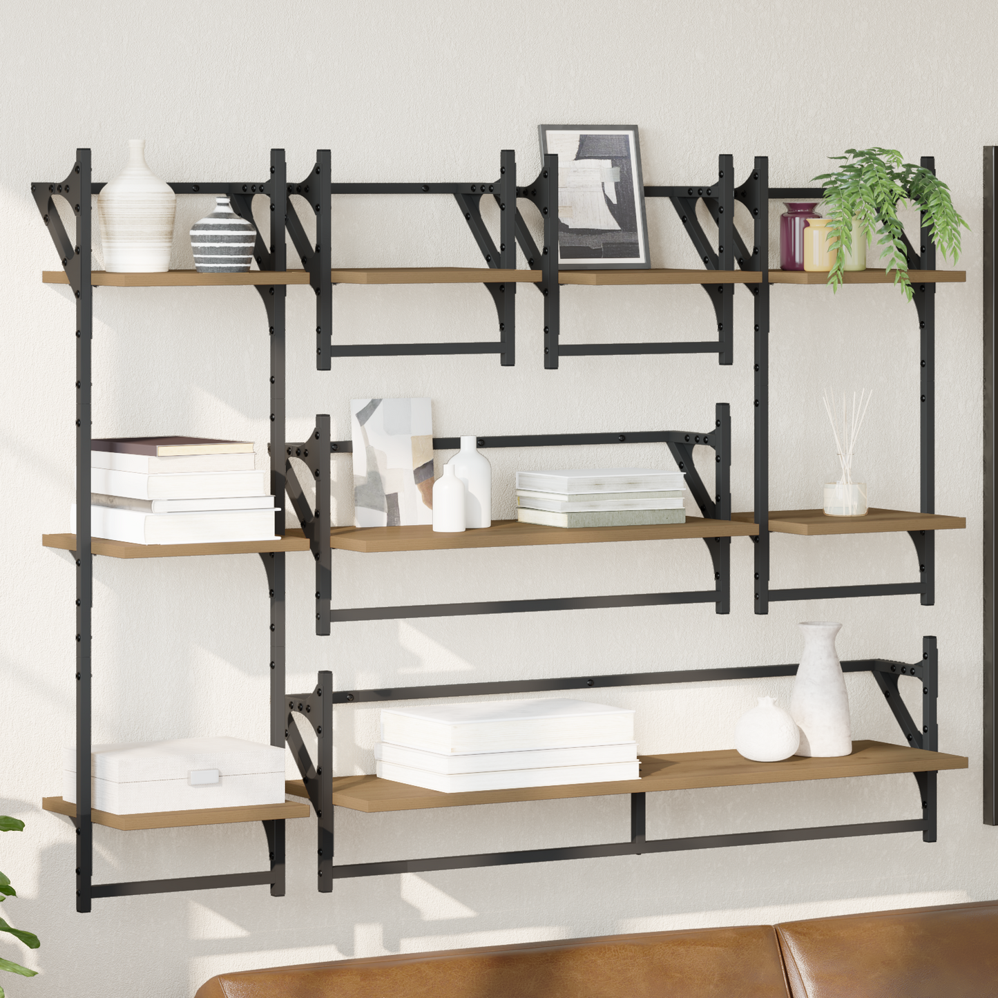 Wall Shelf Set with Shelf 6 pcs Artisan Oak 100 x 25 x 30 cm