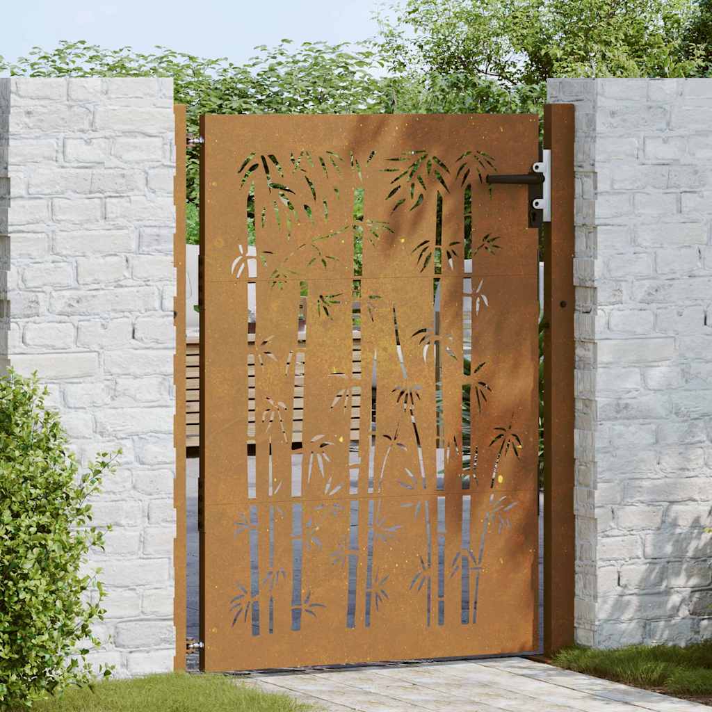 Garden Gate 100x125 cm Corten Steel Bamboo Design