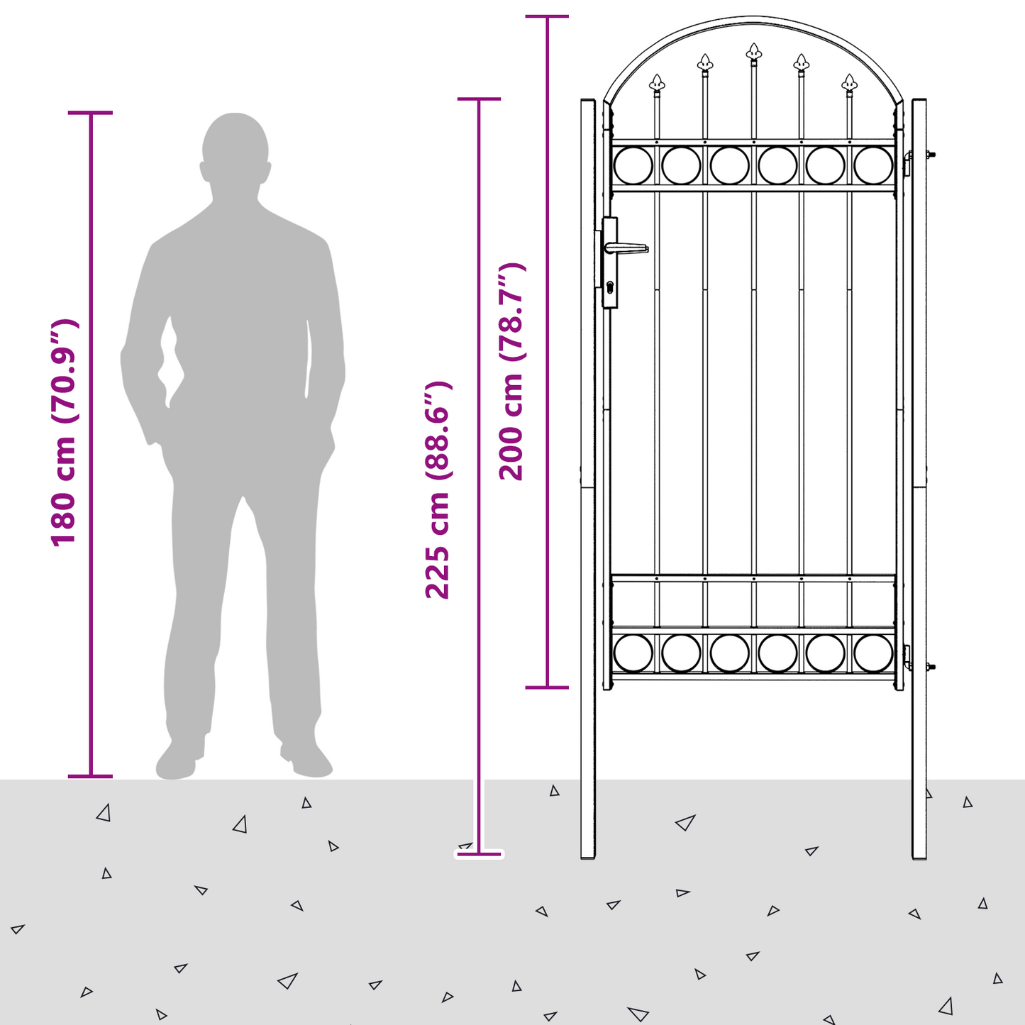 Fence Gate ASSEN 100 x 195 cm Powder-Coated Steel Grey Lockable