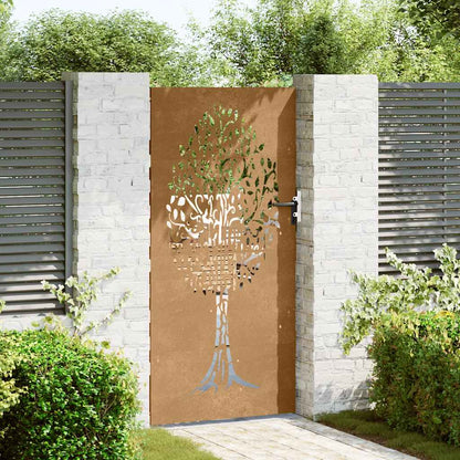 Garden Gate 85x175 cm Corten Steel Tree Design