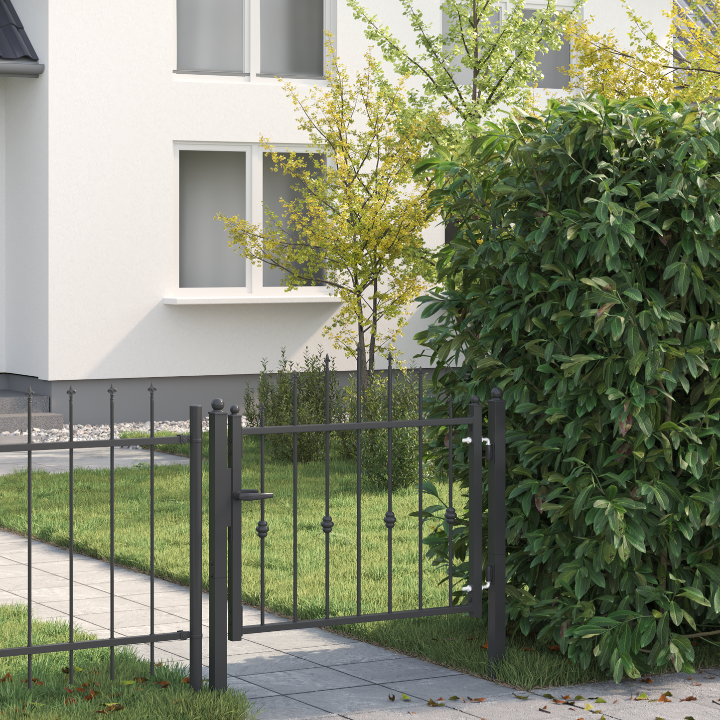 Fence Gate HORST 100 x 75 cm Metal Black Lockable