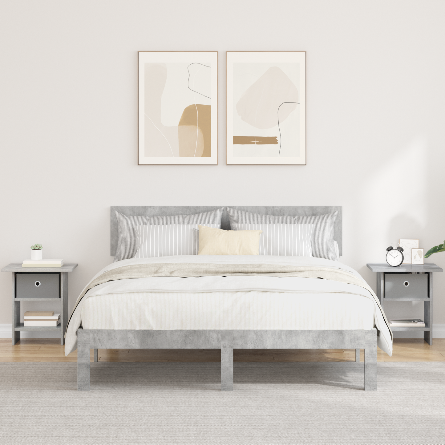 Bedside Table with Drawer 2 pcs Concrete Grey 41 x 40 x 45 cm