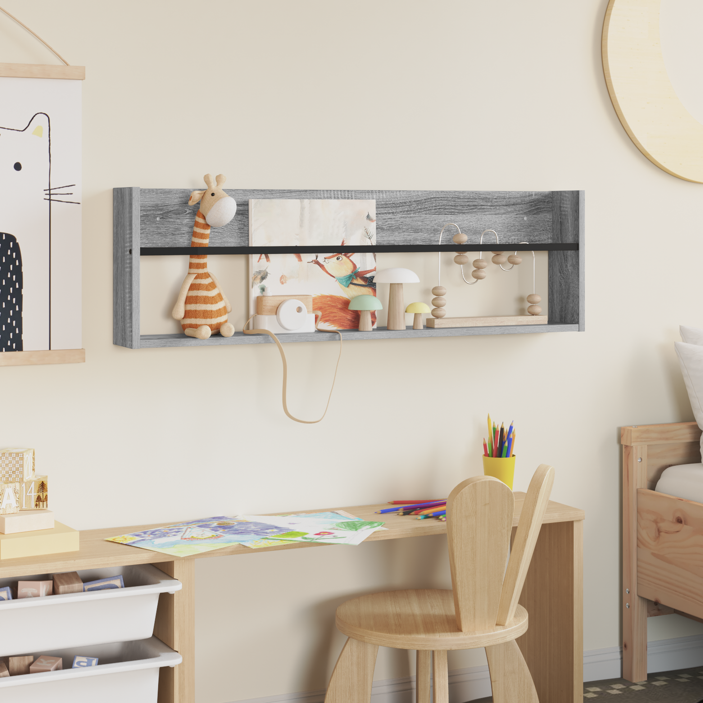 Magazine Rack Grey Sonoma 100 x 12 x 30 cm Engineered Wood