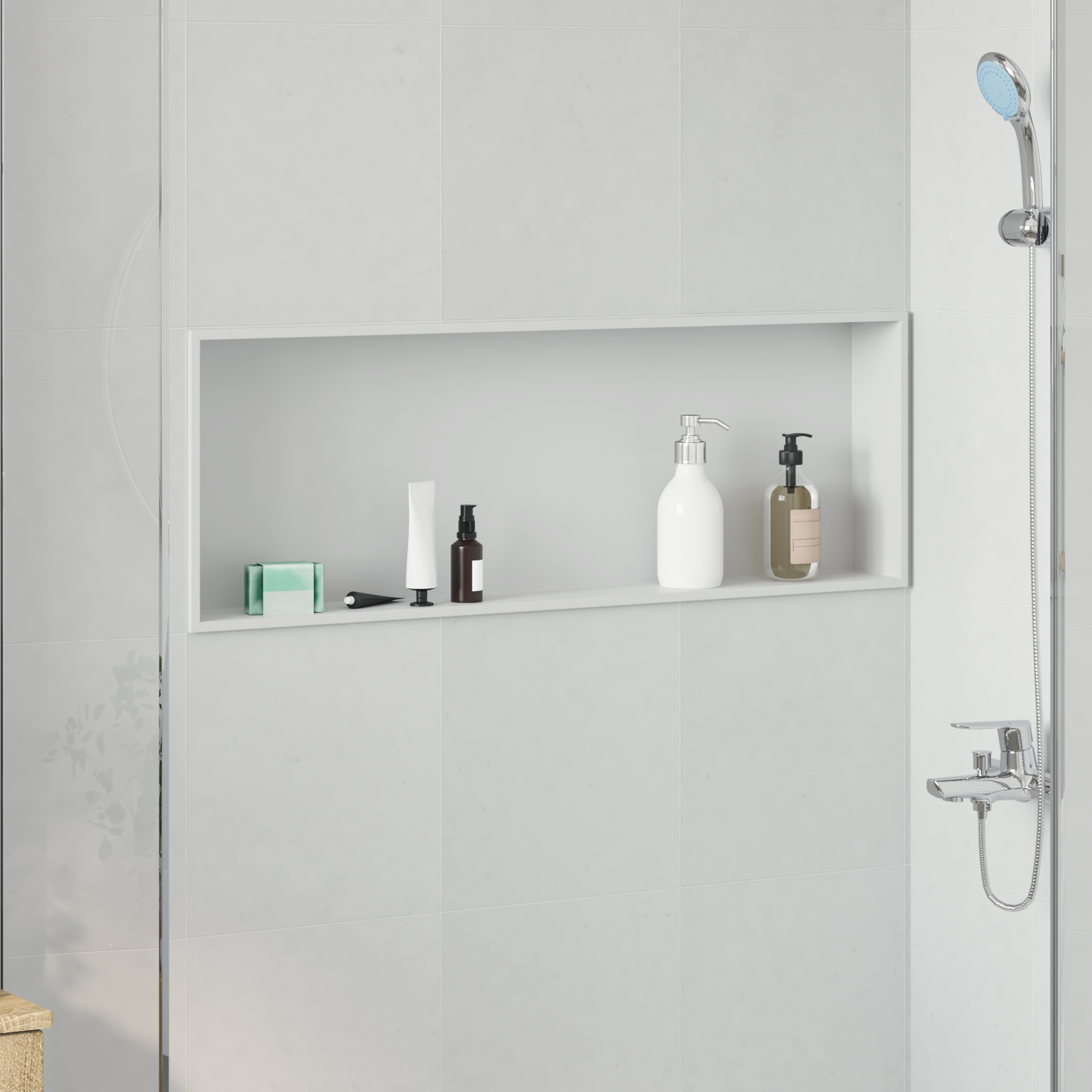 Shower Niche White 90 x 30 x 9.5 cm Stainless Steel