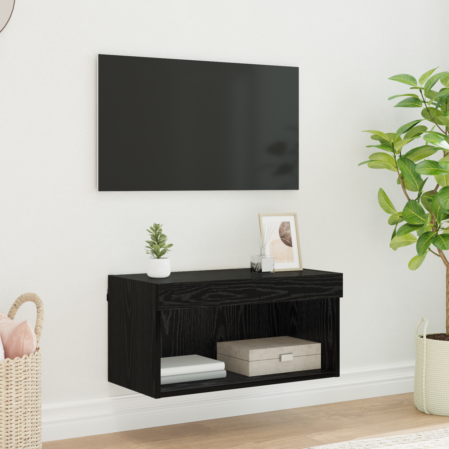 TV Cabinet Set Black Oak 60 x 30 x 30 cm Engineered Wood