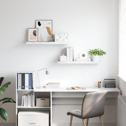 Wall Shelf 2 pcs White Marble 90 x 23.5 x 4 cm Engineered Wood