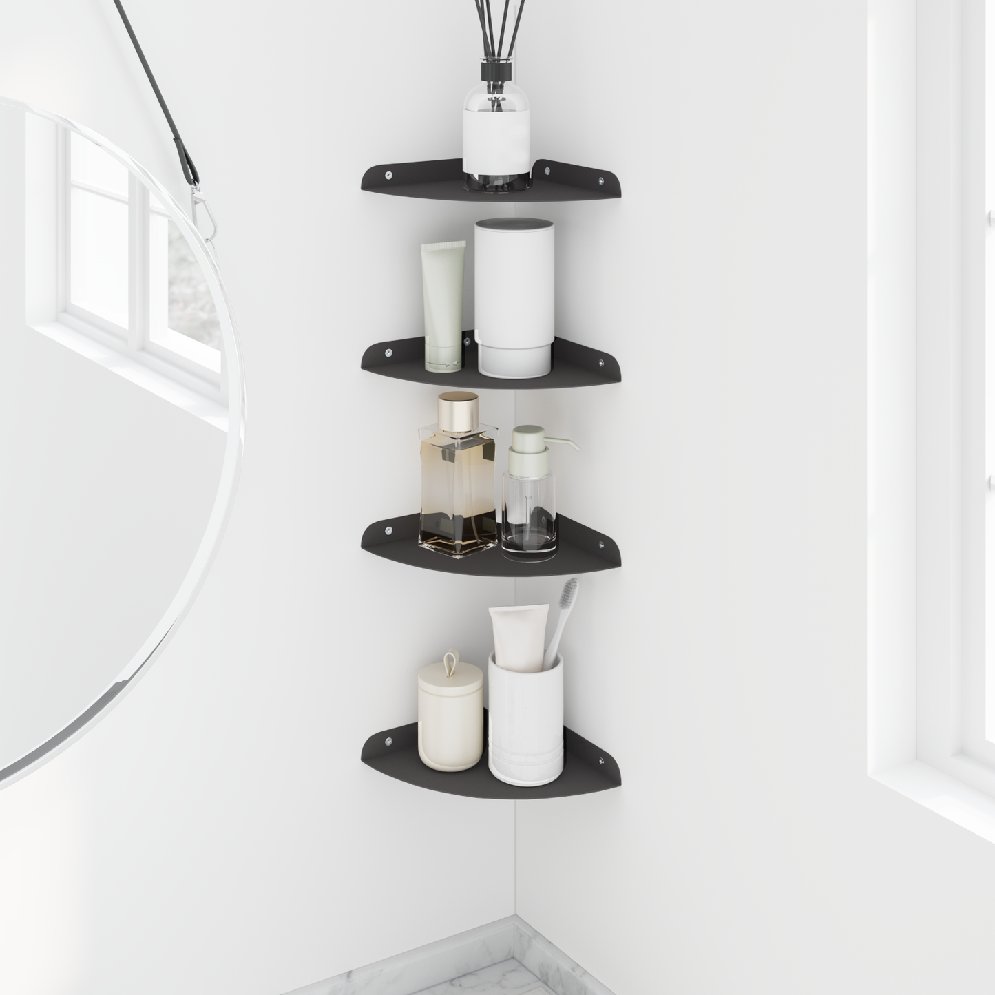 Floating Shelf with Shelf 4 pcs Black 18 x 18 x 2 cm