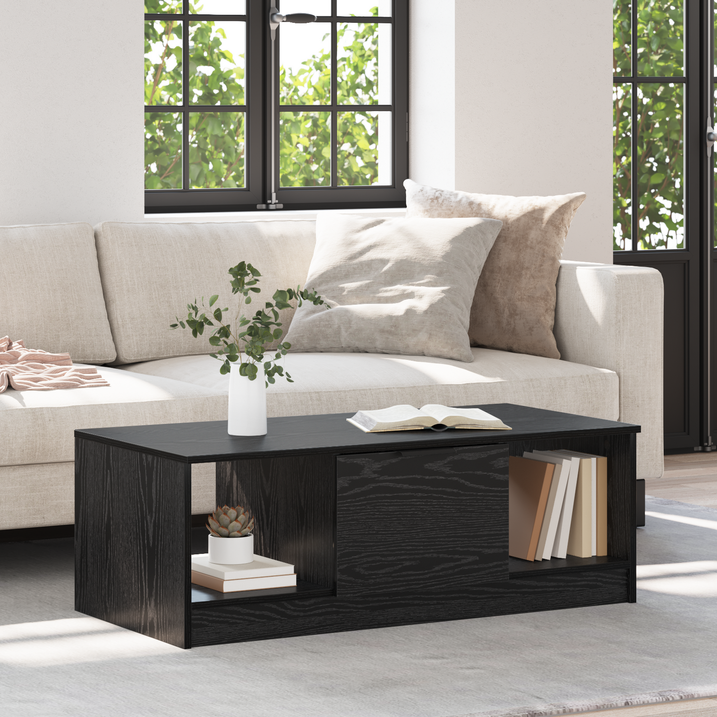 Coffee Table Black Oak 102 x 50 x 36cm Engineered Wood