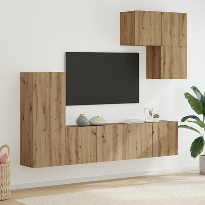 TV Wall Unit Wall-mounted 5 pcs Artisan Oak Engineered Wood
