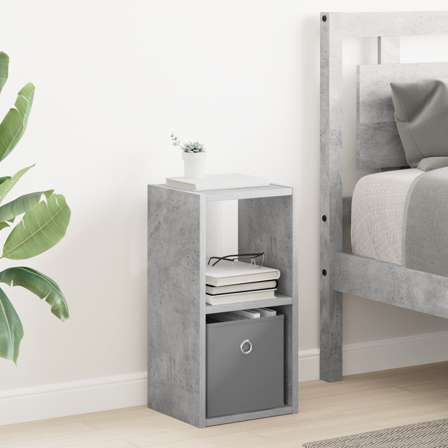 Bedside Table 2 pcs Concrete Grey 25.5 x 22 x 49.5 cm