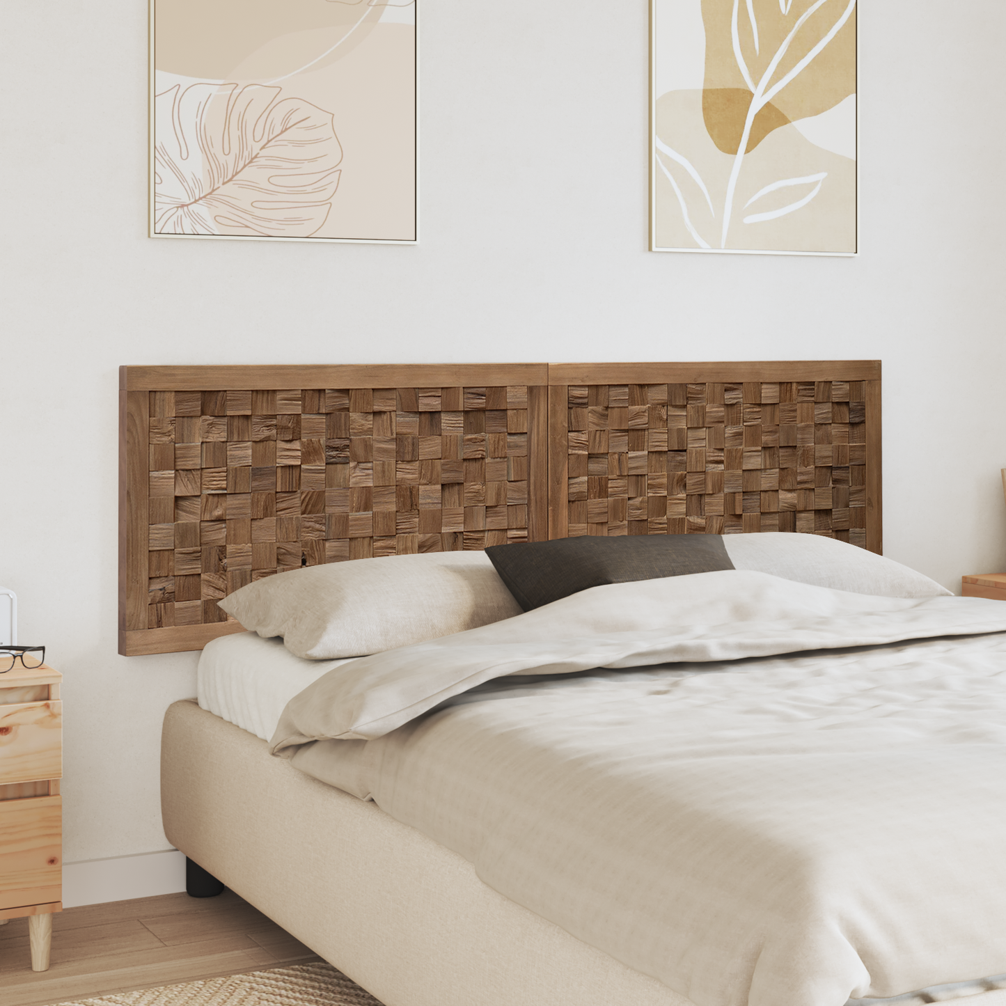 Bed Headboard Natural Solid Teak Wood