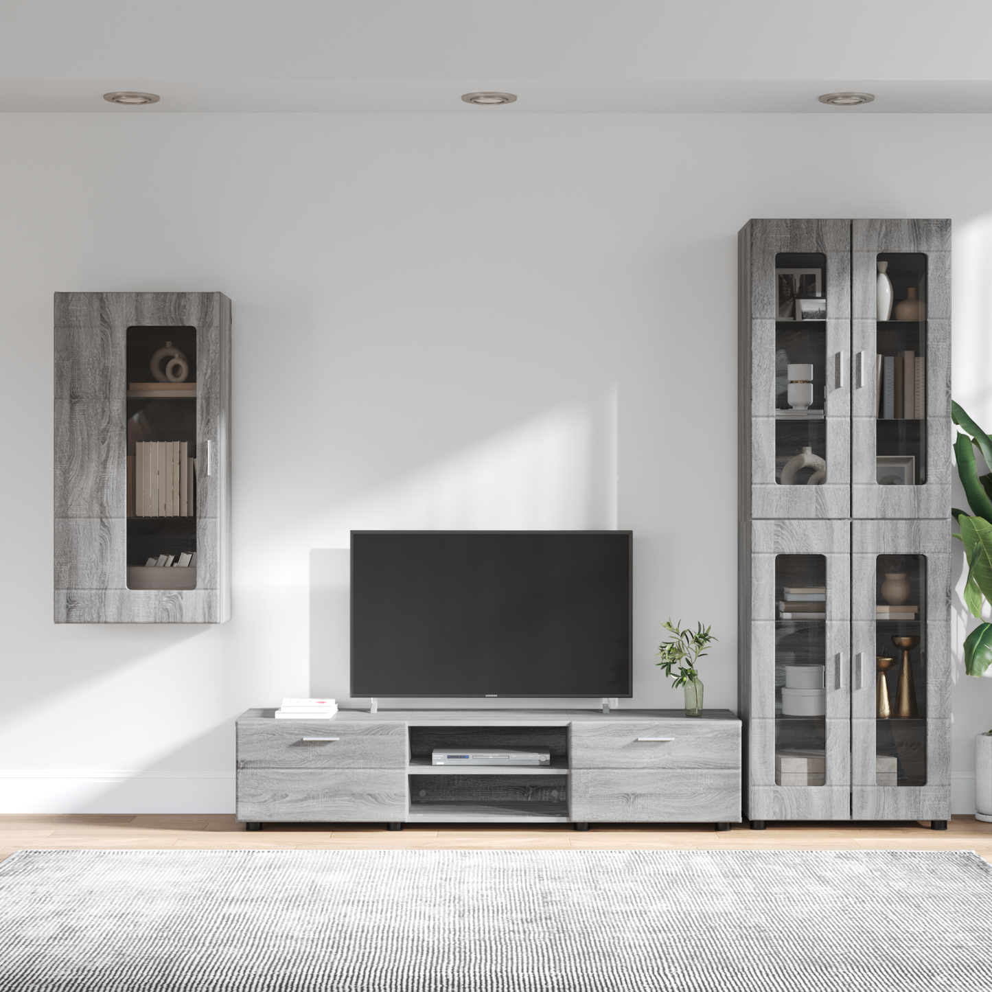 TV Cabinet Set FLORIN 3 pcs Grey Sonoma Engineered Wood