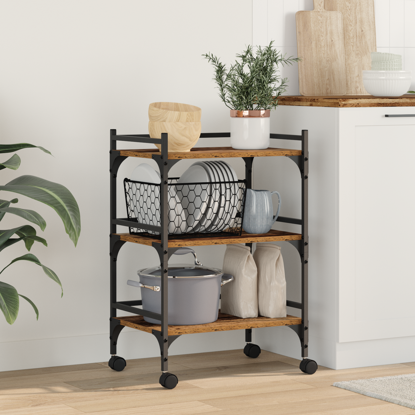 Kitchen Trolley Old Wood 50 x 35 x 75.5 cm Engineered Wood