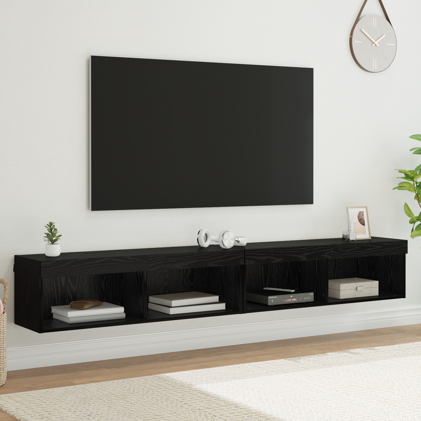 TV Cabinet Set 2 pcs Black Oak 100 x 30 x 30 cm Engineered Wood