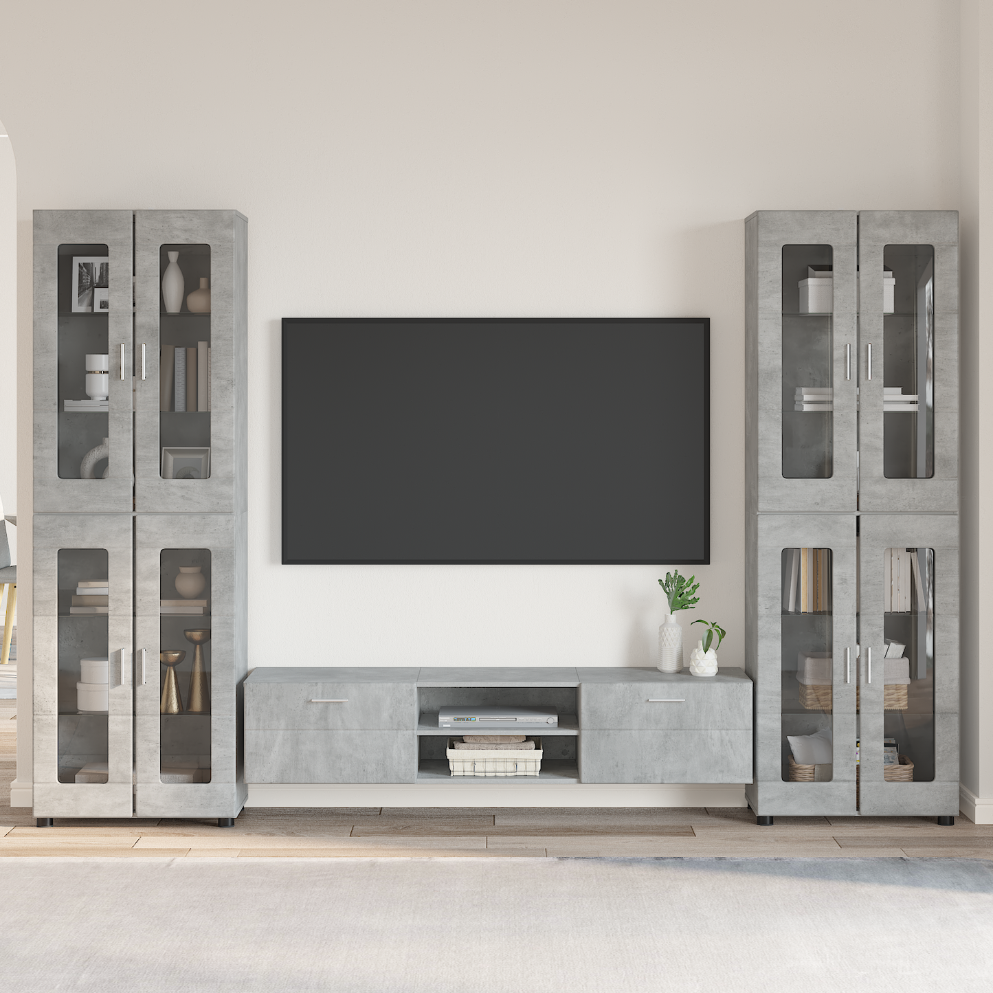 TV Cabinet Set FLORIN 3 pcs Concrete Grey Engineered Wood