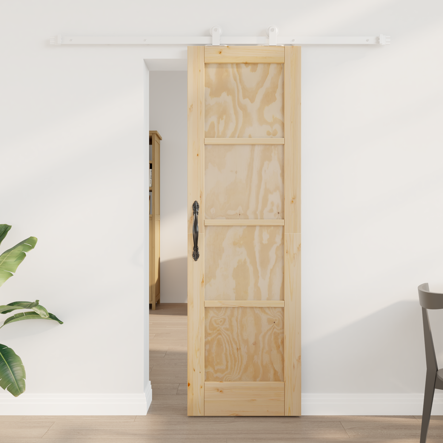 Sliding Door Natural and White 61 x 198.5 cm Solid Pine Wood
