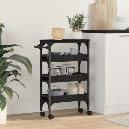 Kitchen Trolley Black Oak 53 x 20 x 76 cm Engineered Wood
