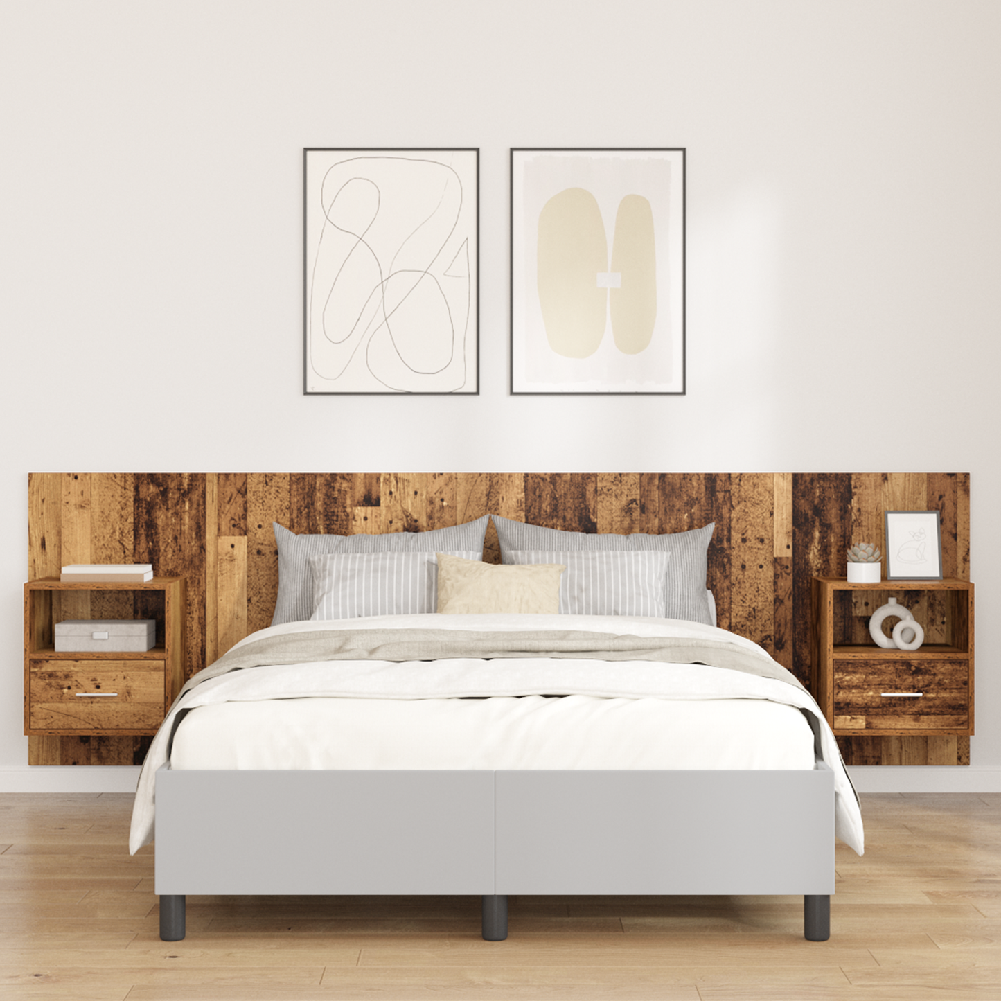 Headboard with Cabinet 3 pcs Old Wood Engineered Wood