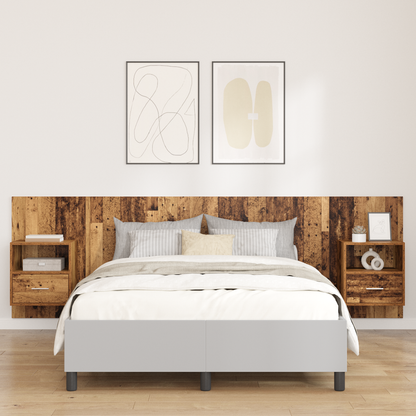 Headboard with Cabinet 3 pcs Old Wood Engineered Wood