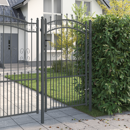 Fence Gate with Spear Top KAMPEN 103 x 175 cm Steel Grey