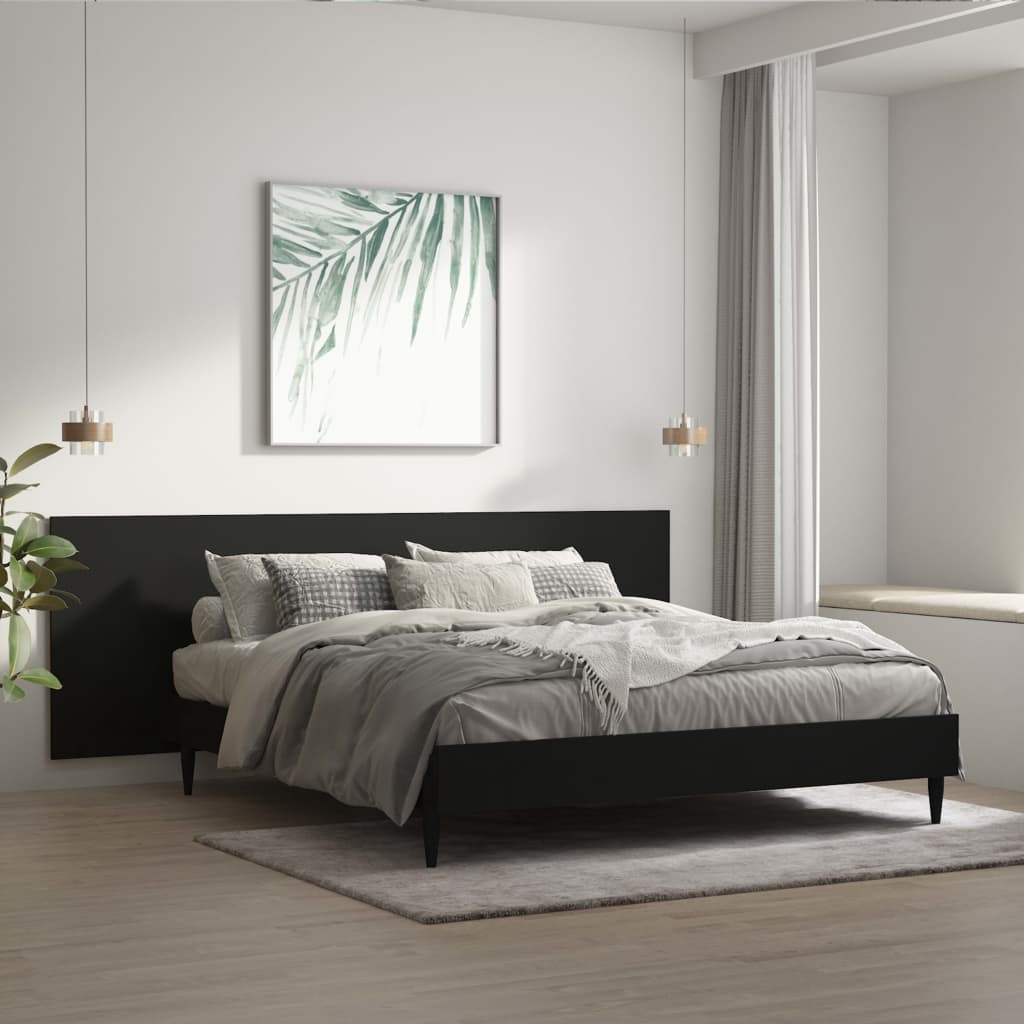 Wall Headboard | Black | Engineered Wood | 240 cm x 1.5 cm x 80 cm