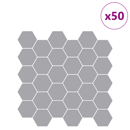 Hexagon Tile 50 pcs Grey 30 x 30 cm Polyurethane and PET