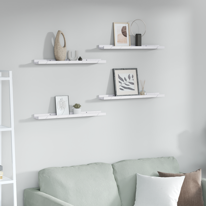 Wall Shelf 4 pcs White Marble 60 x 9 x 3 cm Engineered Wood