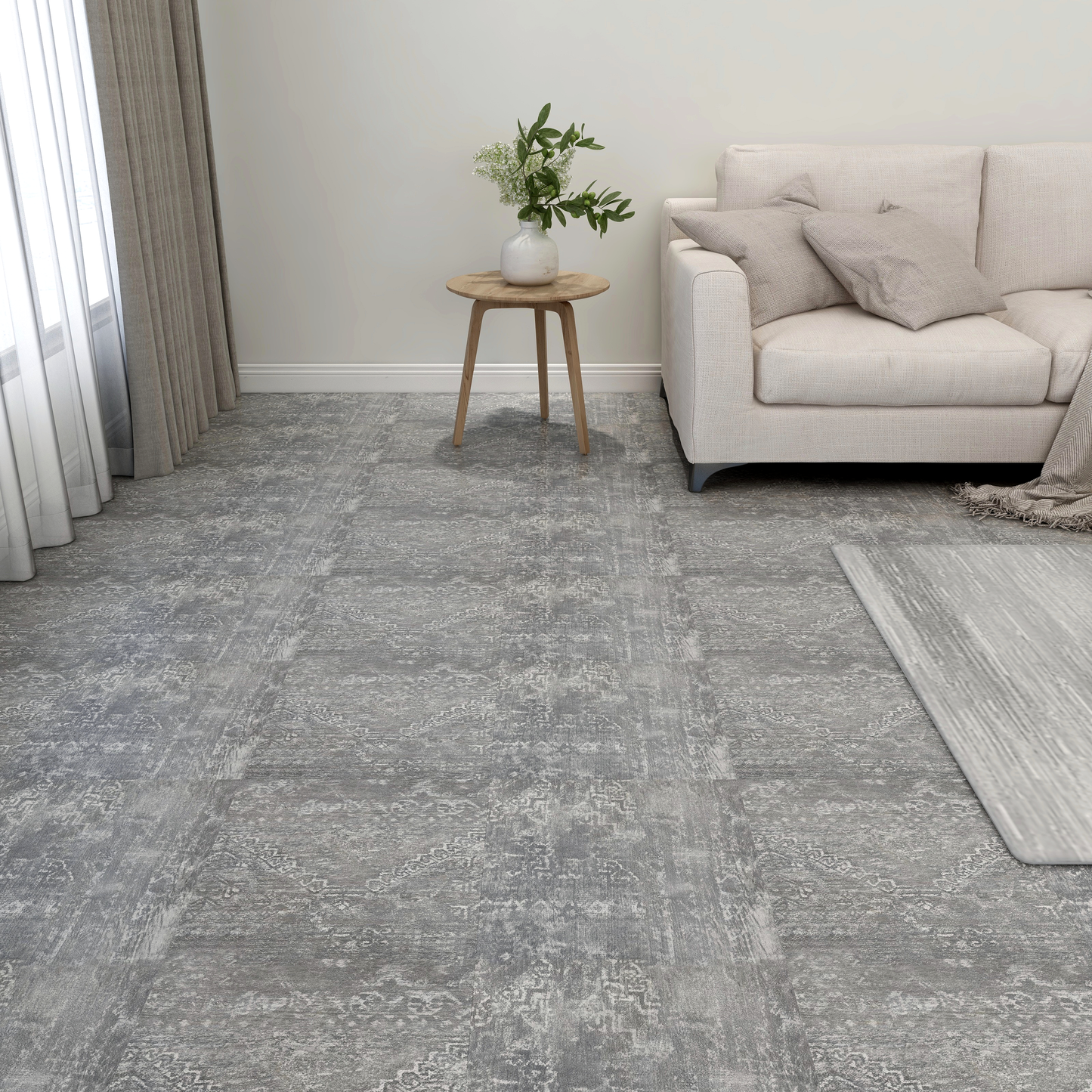 Flooring Planks 55 pcs Concrete Grey 5.11 m² PVC