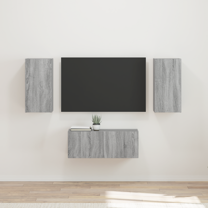TV Cabinet Set Wall-mounted 6 pcs Grey Sonoma Engineered Wood