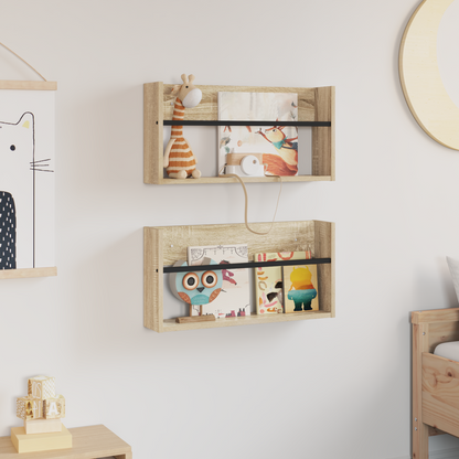Magazine Rack 2 pcs Sonoma Oak 60 x 12 x 30 cm Engineered Wood